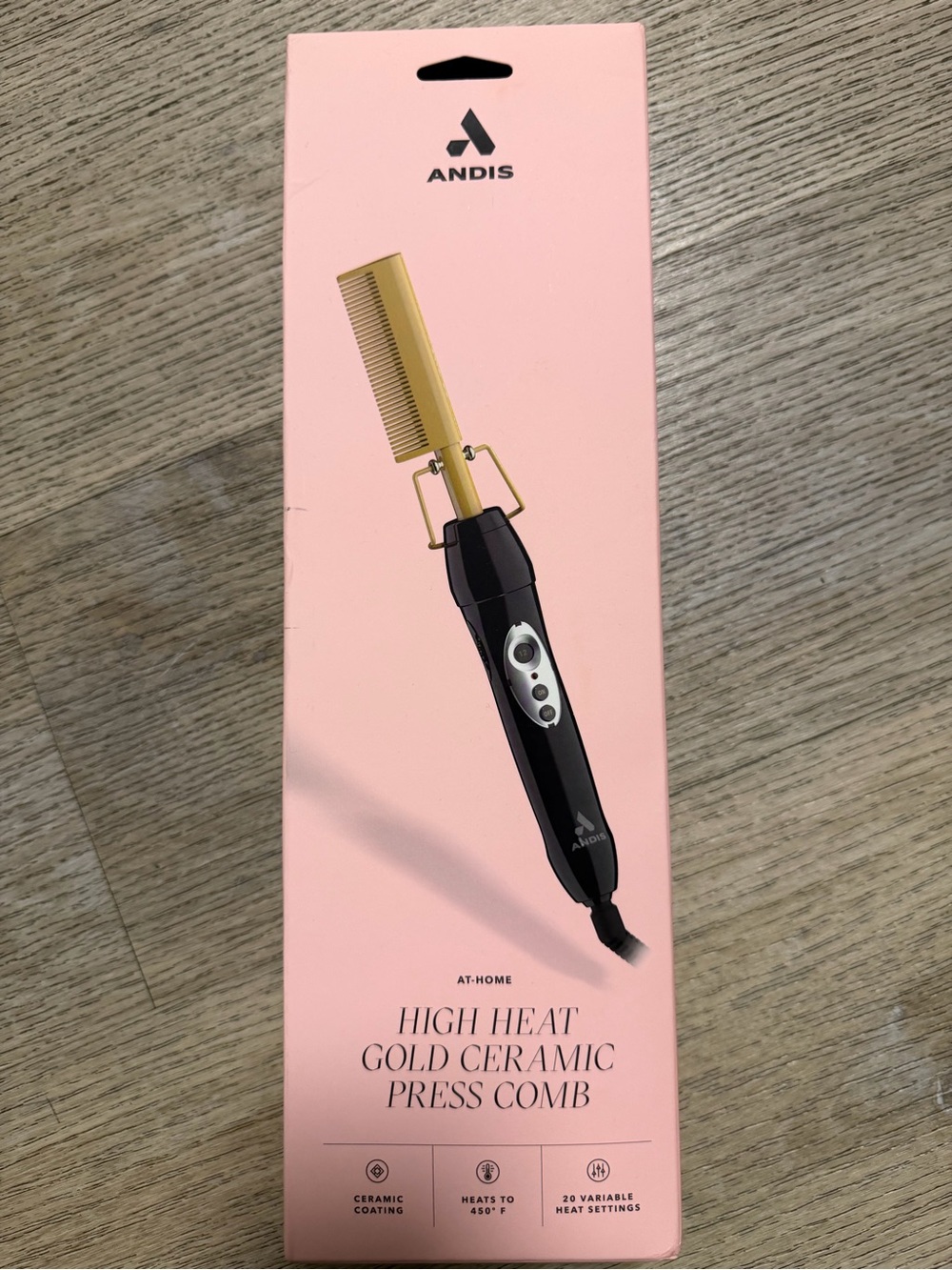 Andis Gold-Toned Ceramic Press Comb with Black Handle
